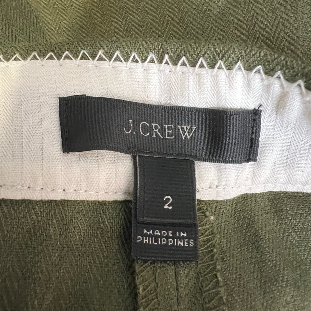 J.Crew Linen Pleated Shorts Olive Green High‎ Rise Tailored Size 2 - Picture 3 of 5